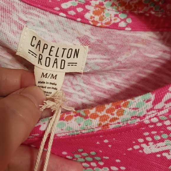 Capelton Palm Tree Dress Crew Neck T-shirt Beachy Pool Party 100% Cotton Med NWT - Picture 6 of 8